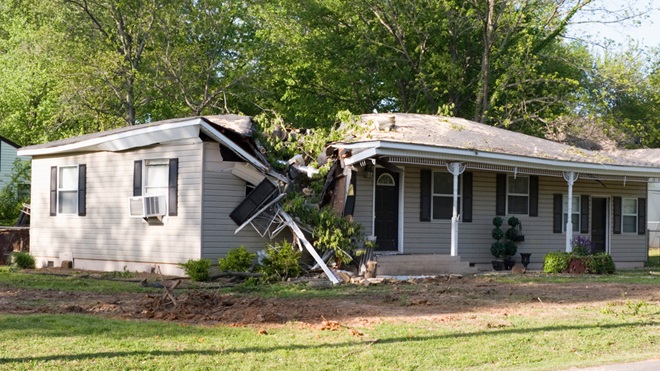 tree fallen on house in storm